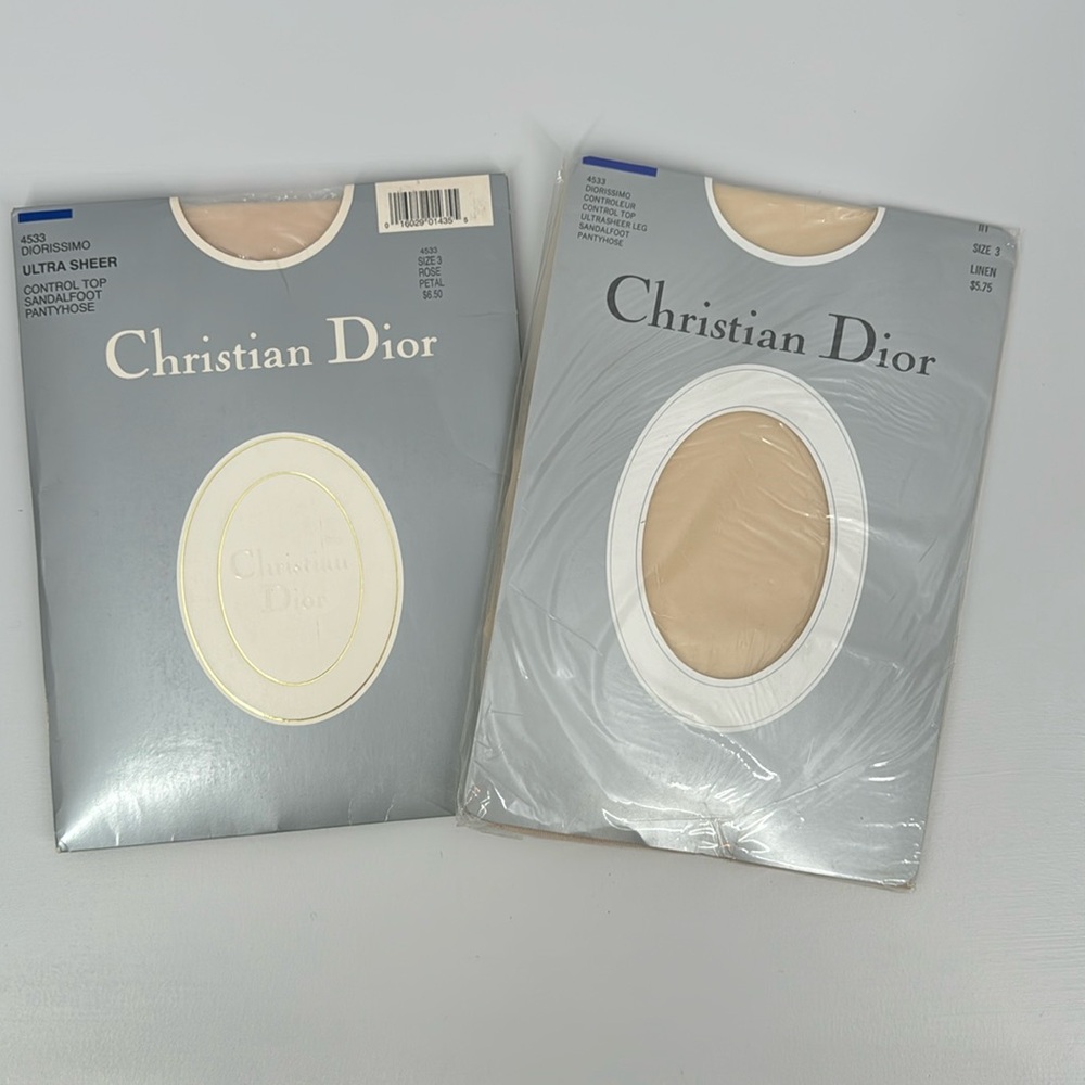 lot of 2 vintage control top christian Dior pantyhose size 3 sandalfoot